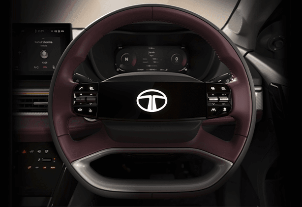 Tata Curvv digital steering wheel with illuminated logo